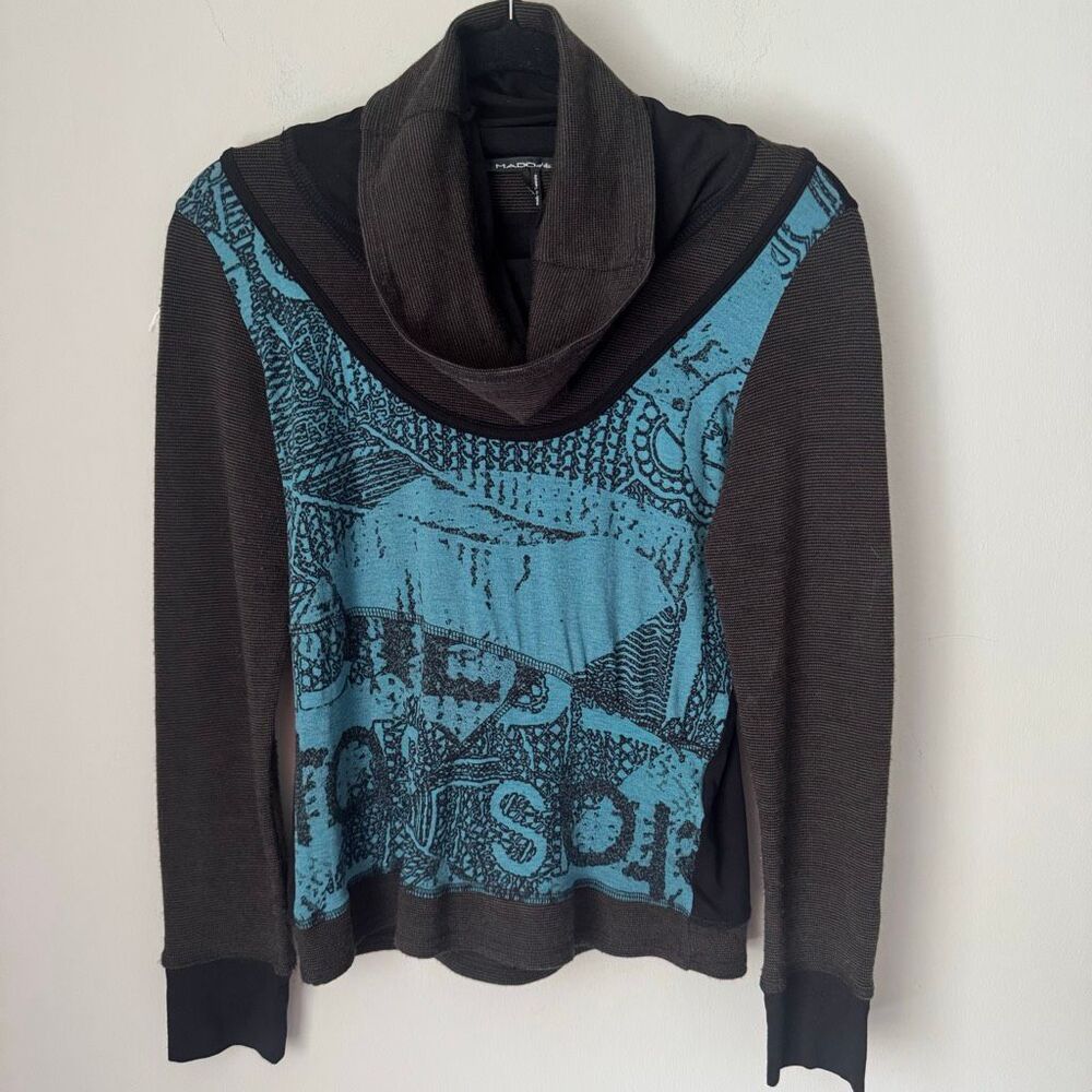 Y2K Mado et les Autres Avant-Garde Euro Cowl Neck Sweater  Top Artsy Indie Sleaz - Picture 1 of 5